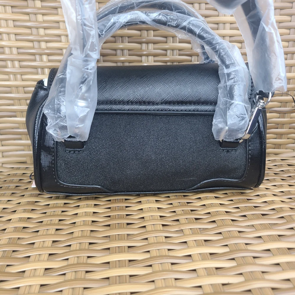 Paris Hilton Black Mini Satchel Bag Purse Structured Handles - Picture 4 of 14